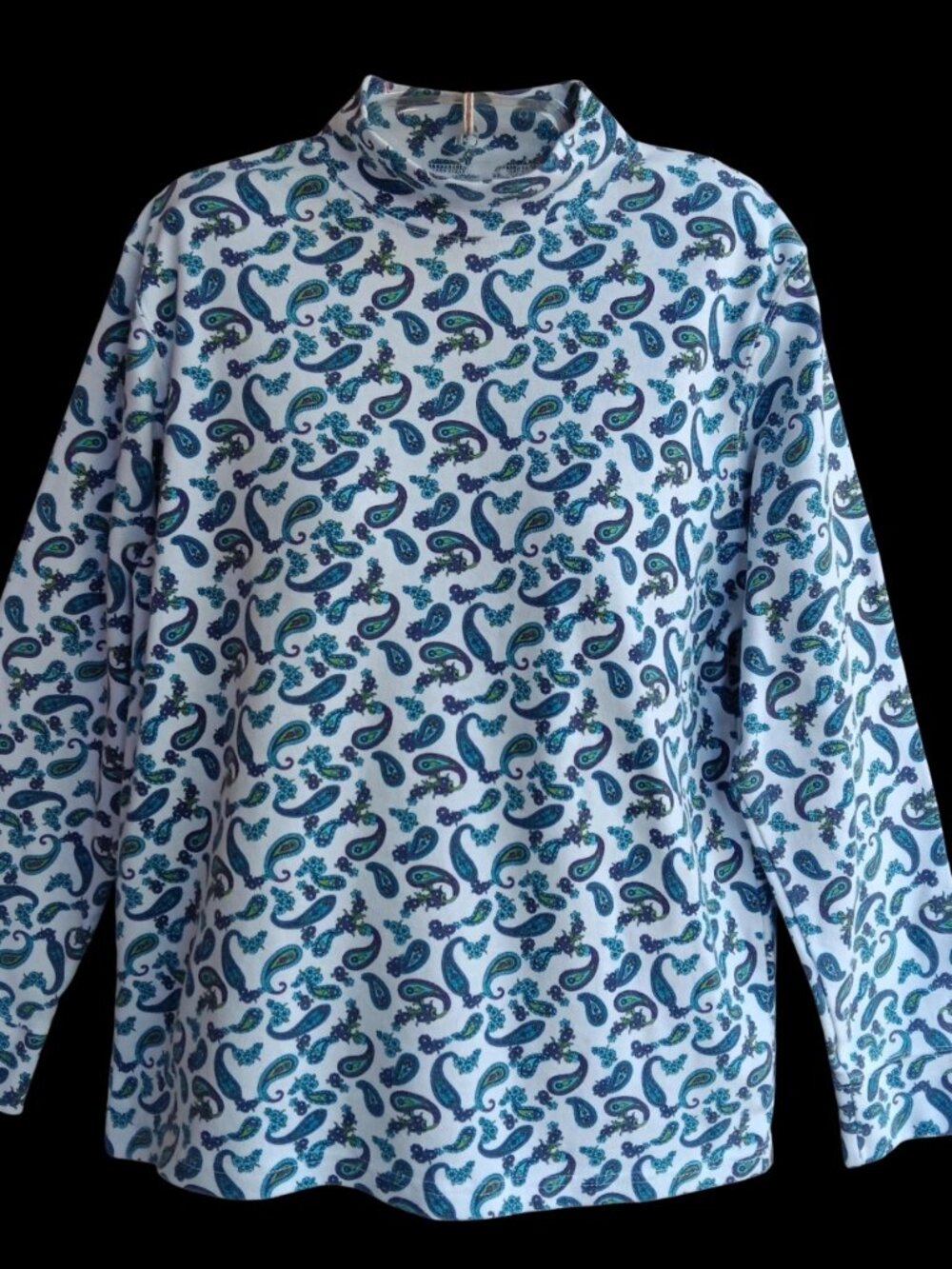 Speculation Women's Top Blouse Pullover Long Sleeves Mock Neck Paisley Size L